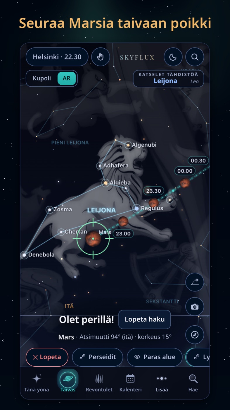Tähtikartta, keskiössä Mars